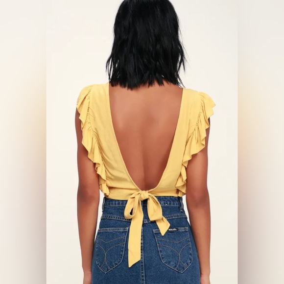 AMUSE SOCIETY Go West Pale Yellow Ruffled Backless Crop
Top - Picture 4 of 7